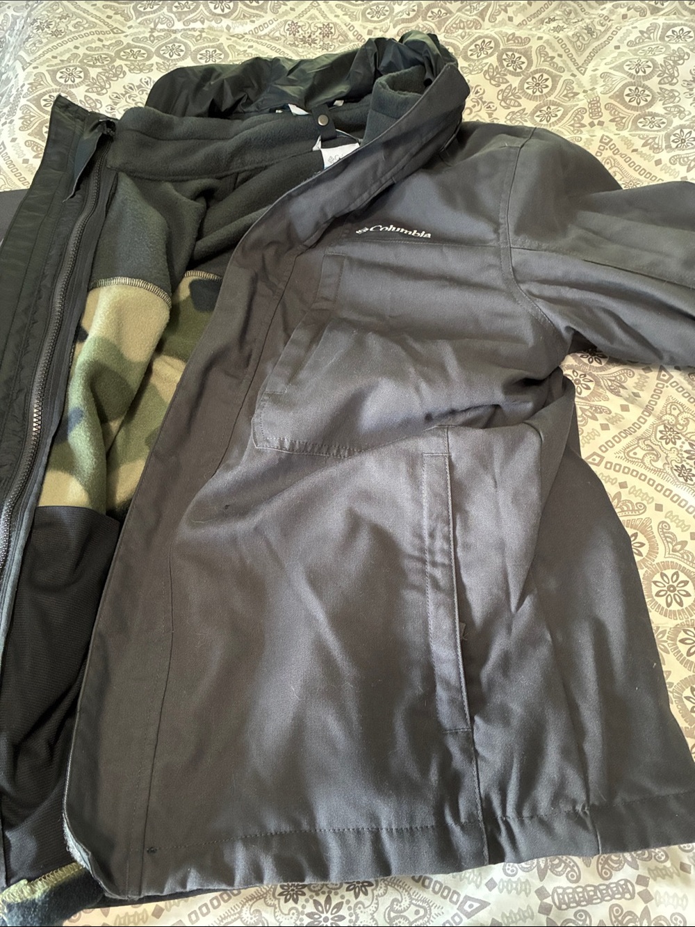 Columbia Interchange dark grey Jacket 3 in 1 with zip out fleece interior jacket